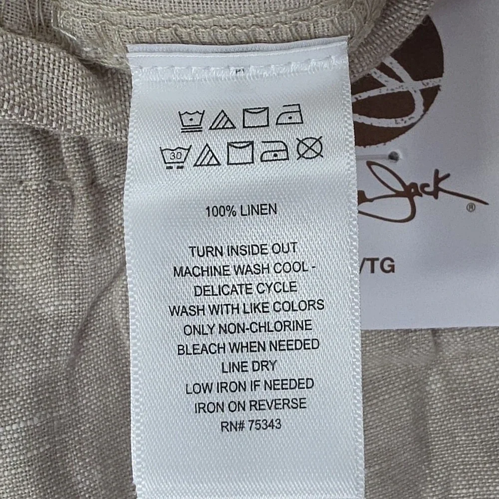 Panama Jack 100% Linen Pants Men's XL (36x30) Natural Taupe Elastic Waist NEW